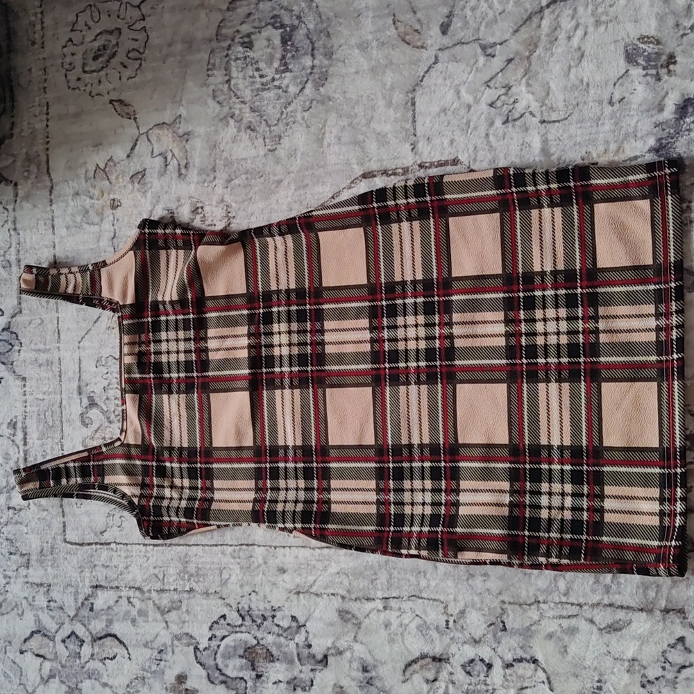Square neck plaid dress